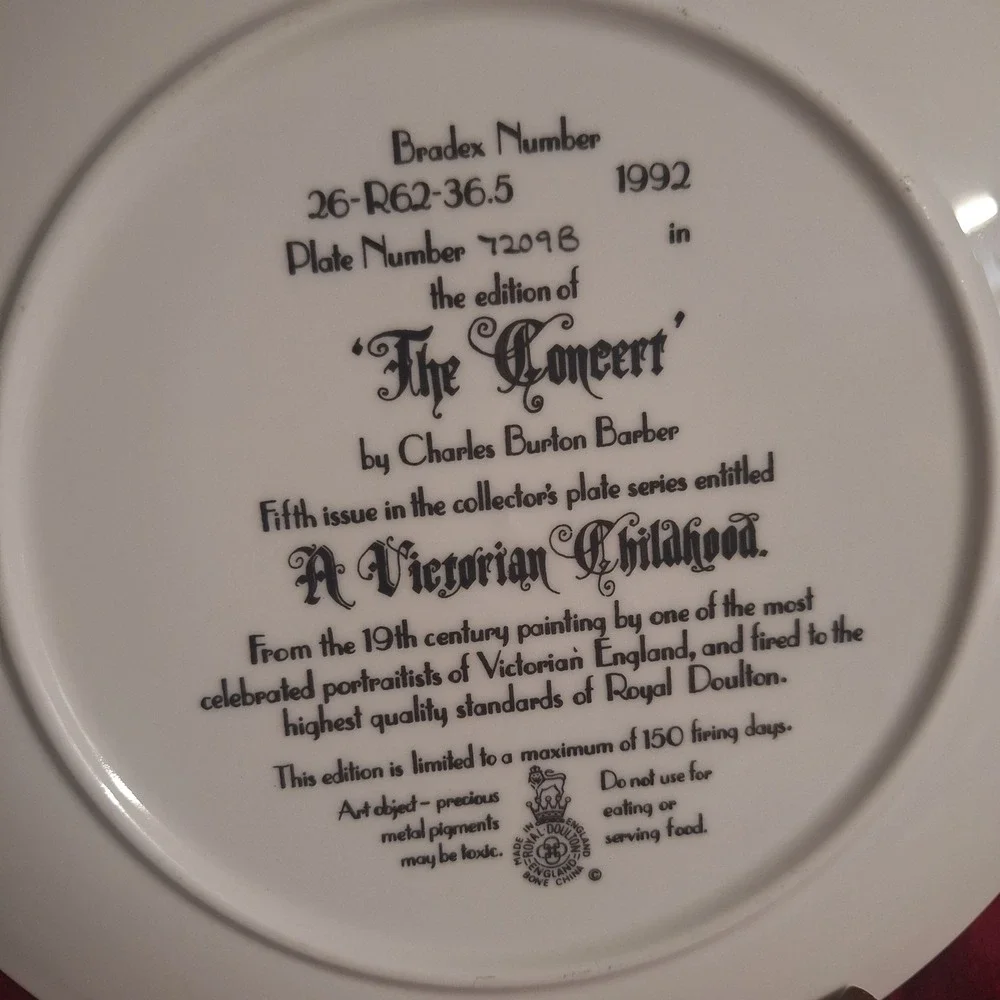 Royal Doulton The Concert Charles Burton Barber Victorian Childhood Plate 1992